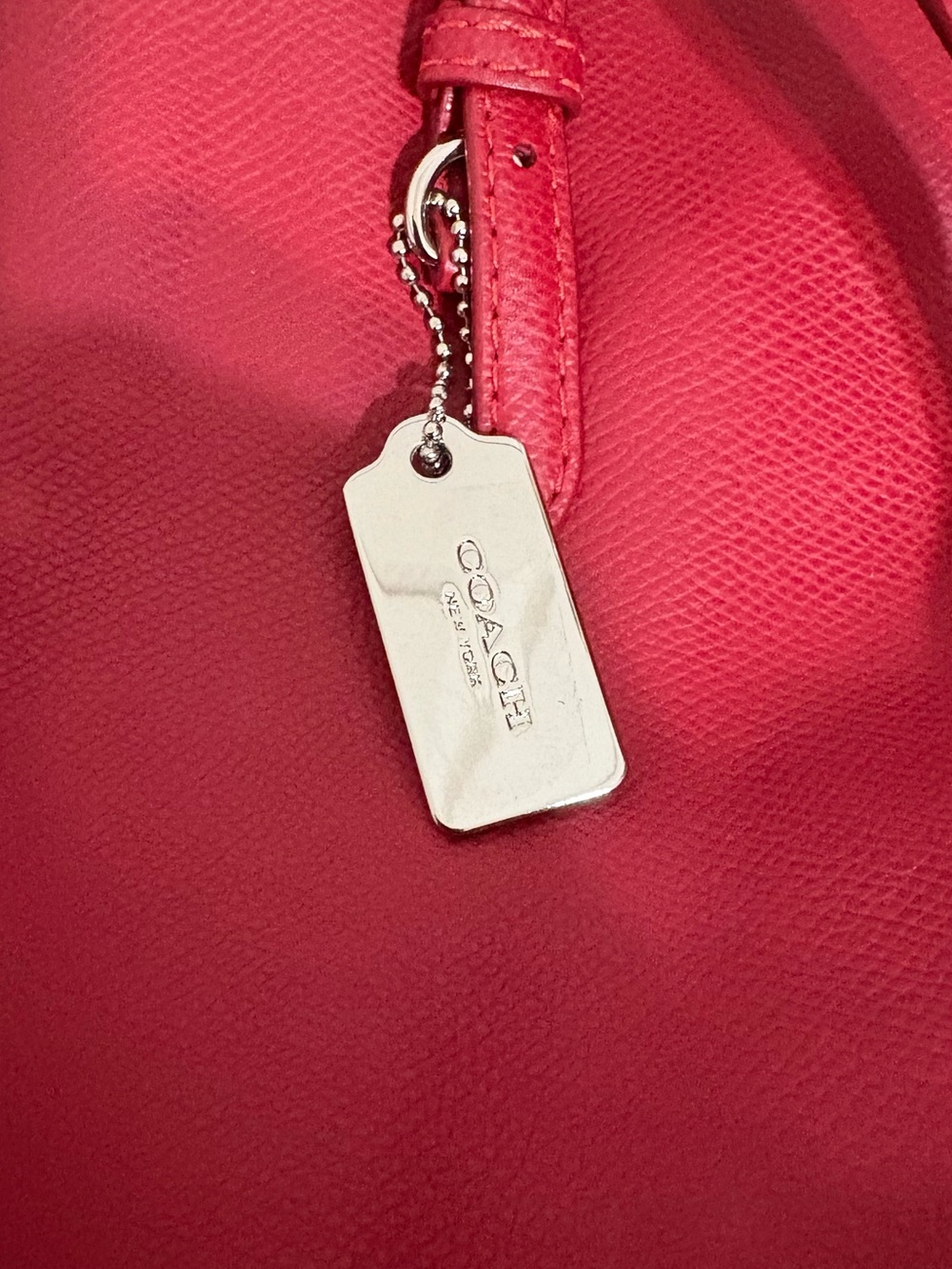 COACH, Red Leather Turnlock Tote with Tag - Picture 4 of 13